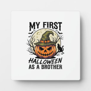 Erstes Halloween Bruder Vintage-Kürbis-Mond-Shirt Fotoplatte