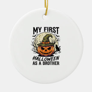 Erstes Halloween Bruder Vintage Kürbis Mond Shirt Keramik Ornament
