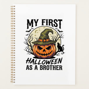Erstes Halloween Bruder Vintage Kürbis Mond Shirt Planer