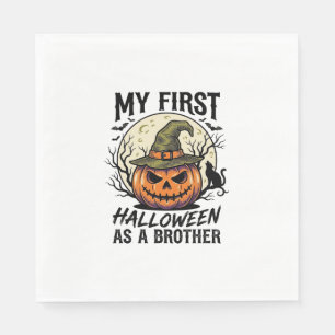 Erstes Halloween Bruder Vintage Kürbis Mond Shirt Serviette