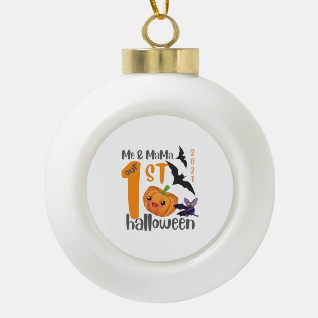 erstes Halloween Keramik Kugel-Ornament (Vorderseite)
