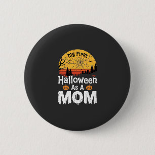 Erstes Halloween Mama Vintage Sonnenuntergang Desi Button