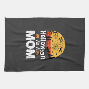 Erstes Halloween Mama Vintage Sonnenuntergang Desi Geschirrtuch