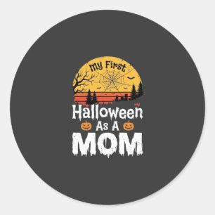 Erstes Halloween Mama Vintage Sonnenuntergang Desi Runder Aufkleber