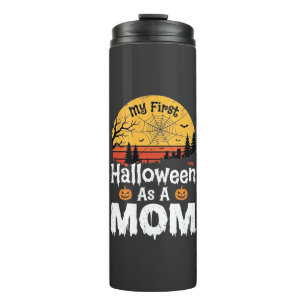 Erstes Halloween Mama Vintage Sonnenuntergang Desi Thermosbecher