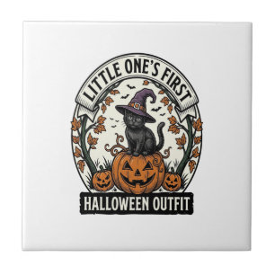 Erstes Halloween-Outfit Vintage Schwarze Katze Kür Fliese