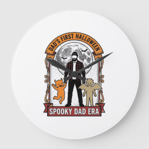 Erstes Halloween-Vater-Shirt Vintage-spooky-Famili Große Wanduhr