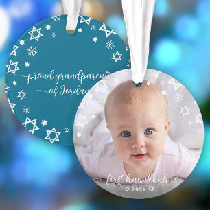 Erstes Hanukkah für das Baby Sterne Schneeflocken Ornament