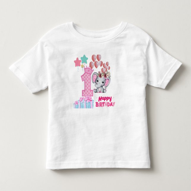 Erstes Happy Birthday T Shirt für Baby (Vorderseite)