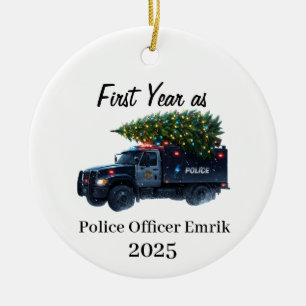 erstes Jahr als Polizeibeamter Keramik Ornament
