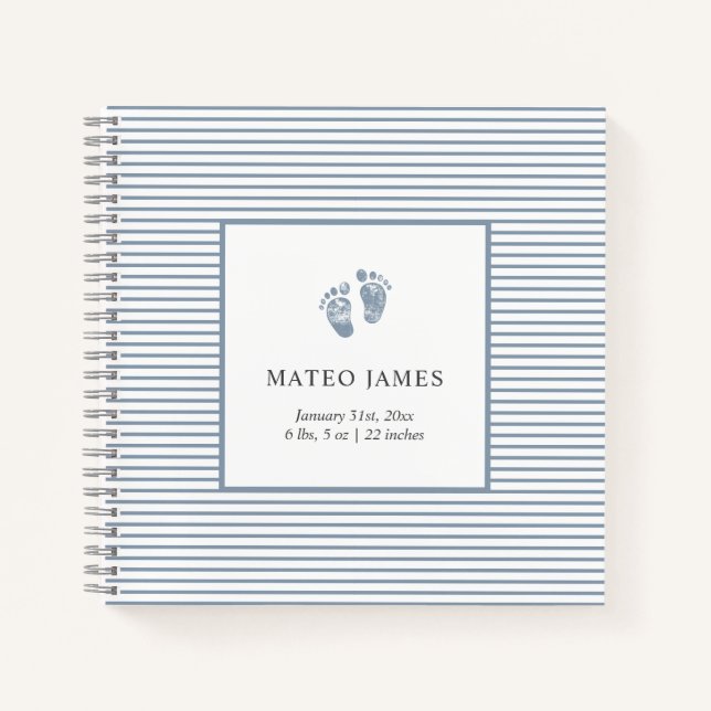 Erstes Jahr Baby Memory Book Dusty Blue Notizbuch (Vorderseite)