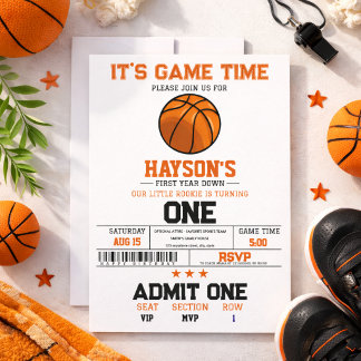 Erstes Jahr: Basketball 1. Geburtstag Party Einladung