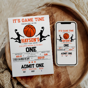 Erstes Jahr: Basketball 1. Geburtstag Party Einladung