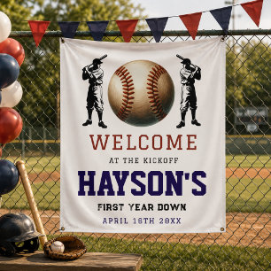 Erstes Jahr Down Baseball 1. Geburtstags-Willkomme Banner