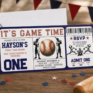 Erstes Jahr Down Baseball-Ticket 1. Geburtstag Einladung