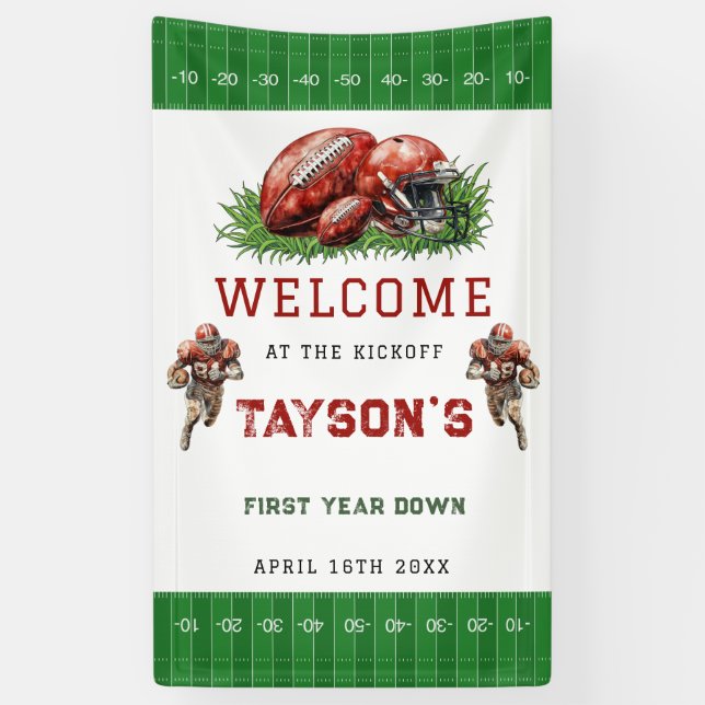 Erstes Jahr Fußball Foto 1. Geburtstag Party Banner (Vertikal)