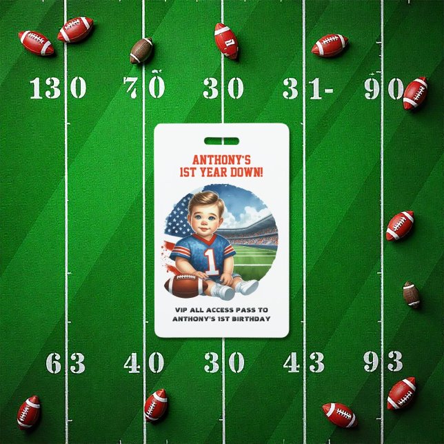 Erstes Jahr Fußball Geburtstag VIP Pass Ausweis (First Year Down Football Birthday VIP Pass Badge)