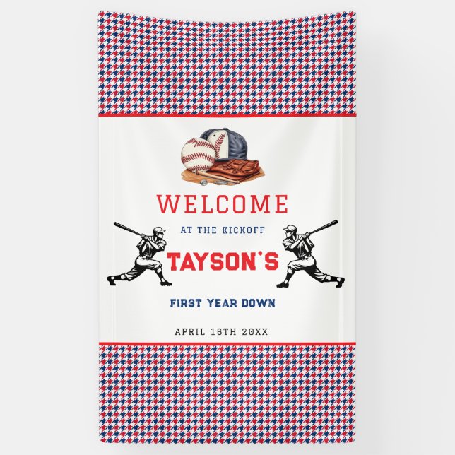 Erstes Jahr im Baseball 1. Geburtstag Party Banner (Vertikal)