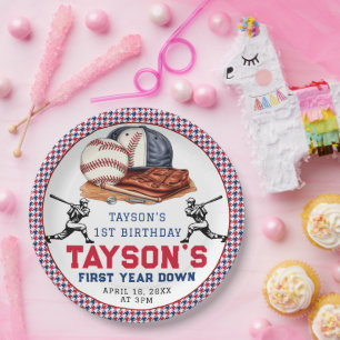 Erstes Jahr im Baseball 1. Geburtstag Party Pappteller