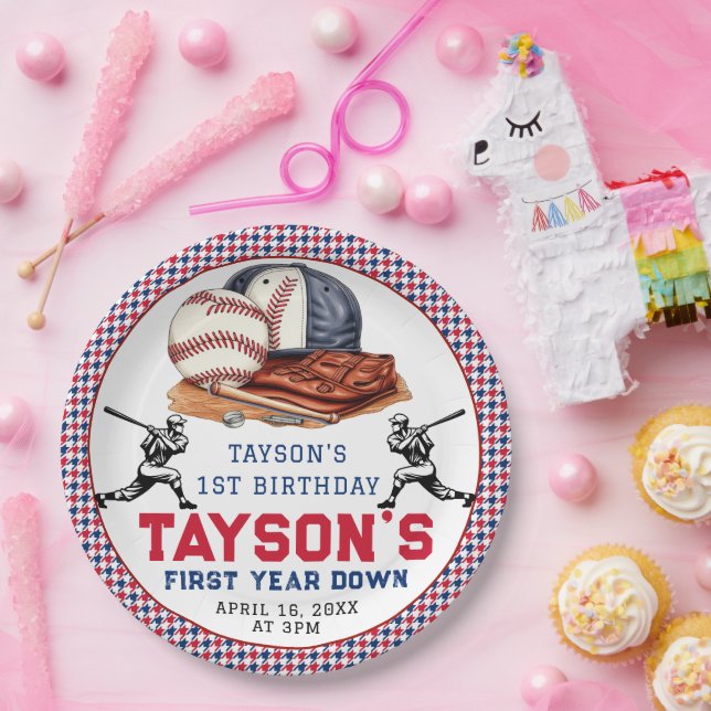Erstes Jahr im Baseball 1. Geburtstag Party Pappteller (Party)