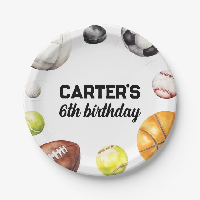 Erstes-Jahr-Sport-Geburtstag Pappteller (Vorderseite)