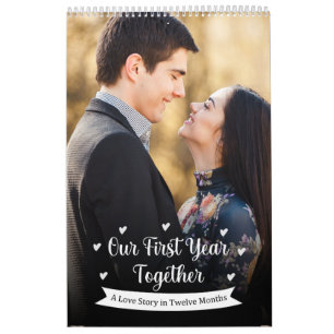 Erstes Jahr Zusammen Neuvermählte Foto Romantische Kalender