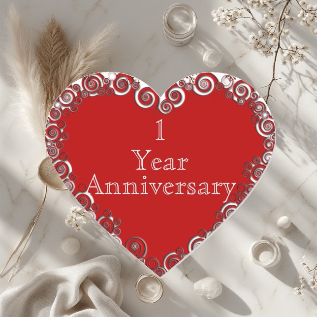 Erstes Jahresjubiläum Meilenstein Romantisch Moder Herz-Aufkleber (First Year Anniversary Milestone Romantic Modern Heart Sticker)