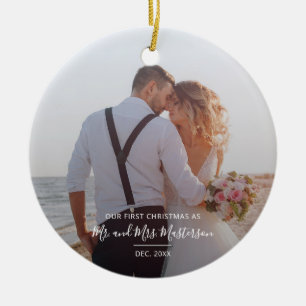 Erstes Jubiläum als Herr und Frau Paarfotos Keramik Ornament