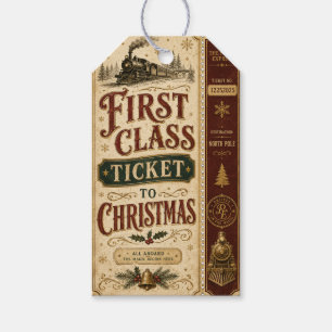 Erstes-Klasse-Ticket nach Weihnachten Geschenkanhänger
