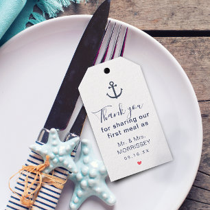 Erstes Mahlzeit nautisches Hochzeitsgeschenk-Tag Geschenkanhänger