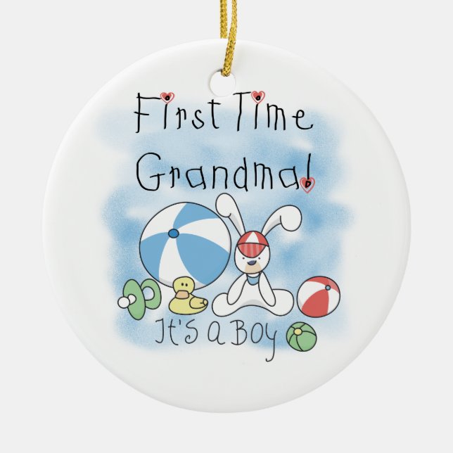 Erstes Mal-Großmutter der Jungen-Geschenke Keramikornament (Vorne)