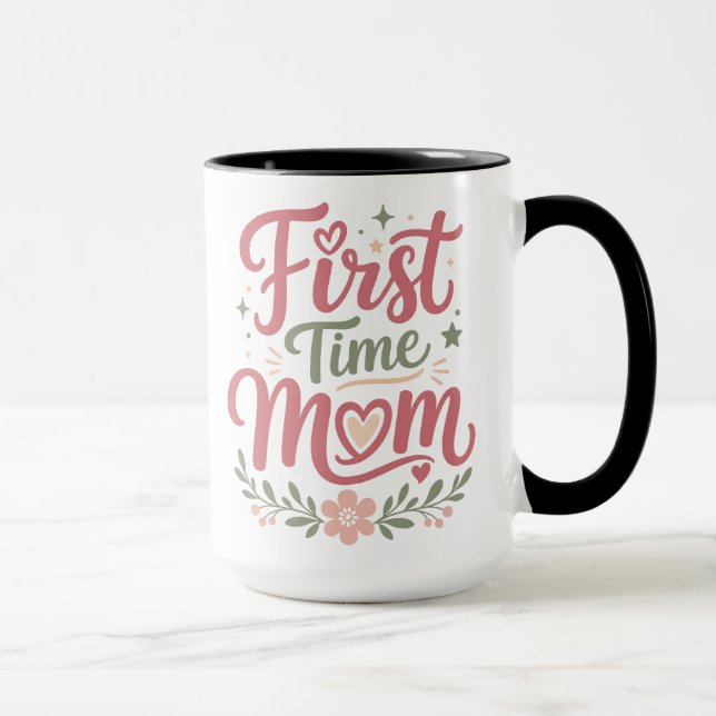Erstes Mal Mama Süßes Florales Mutterdesign Tasse (Rechts)