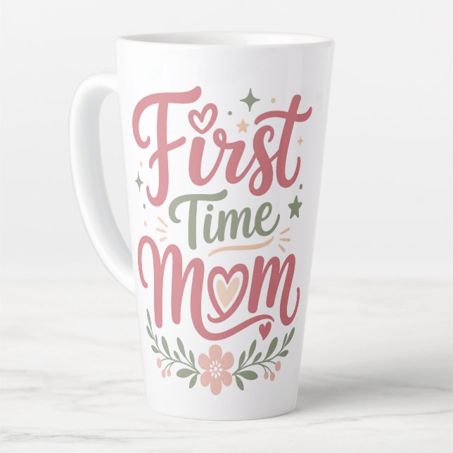 Erstes Mal Mutter Süßes Florales Mutterdesign Milchtasse (Linke Ecke)