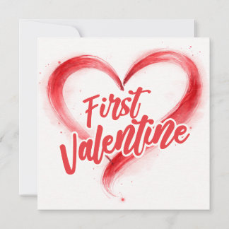 Erstes minimalistisches rotes Herz zum Valentinsta Karte