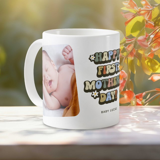 Erstes Muttertags-Retro-Foto Kaffeetasse (Von Creator hochgeladen)