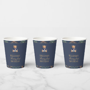 Erstes Navy-Karobär-Bärchen-Geburtstag Pappbecher