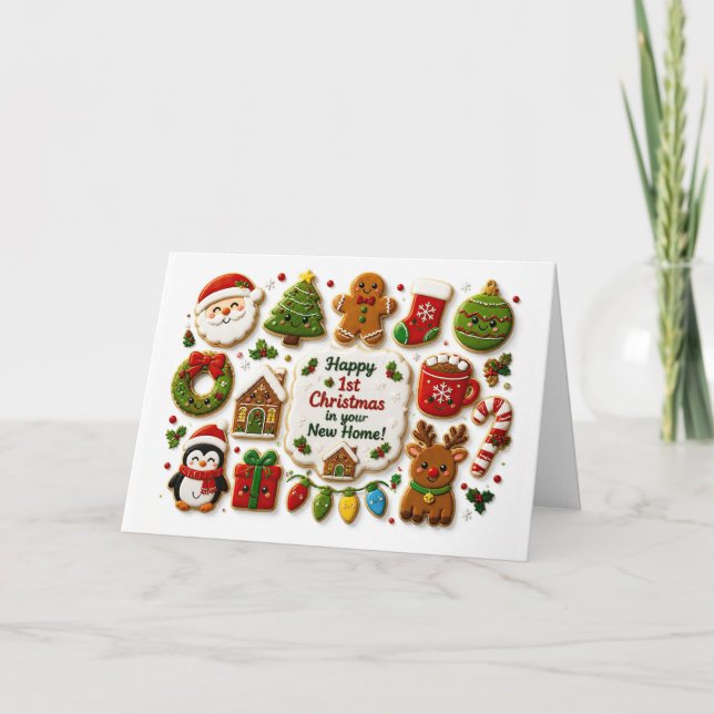 Erstes oder 1. Weihnachten im neuen Zuhause Süße F Karte (Vorderseite)