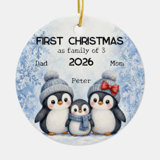 Erstes personalisiertes Weihnachten als Familie vo Keramik Ornament