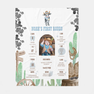 Erstes Rodeo 1. Geburtstag Baby Kuh Meilenstein Sc Fleecedecke