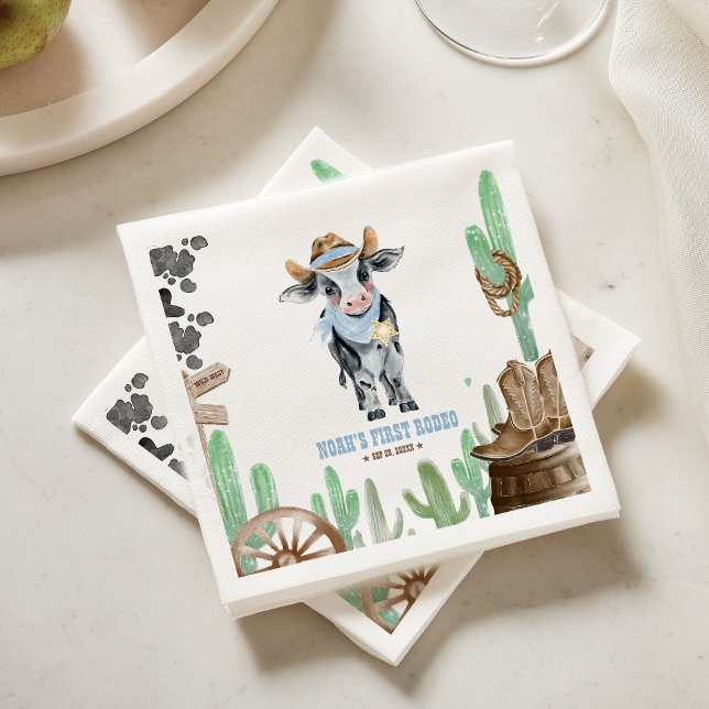 Erstes Rodeo 1. Geburtstag Baby Kuh Serviette (Von Creator hochgeladen)