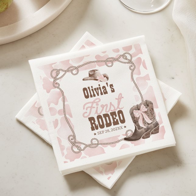 Erstes Rodeo 1. Geburtstag Dusty Pink Serviette (Von Creator hochgeladen)