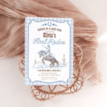 Erstes Rodeo 1. Geburtstag Junge Blau Western Cowb