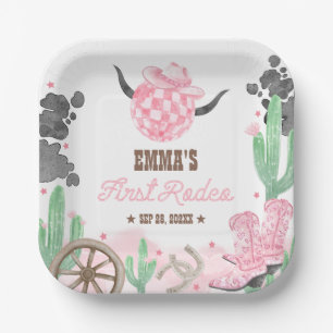 Erstes Rodeo 1. Geburtstag Pink Boho Wild West Pappteller