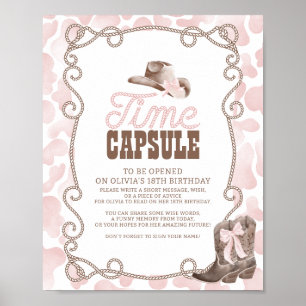 Erstes Rodeo 1. Geburtstag Rosa Zeitkapsel Schild