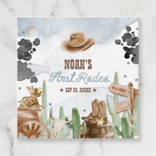 Erstes Rodeo 1. Geburtstag Rustikaler Wilder Weste Geschenkanhänger