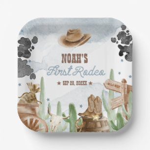 Erstes Rodeo 1. Geburtstag Rustikaler Wilder Weste Pappteller