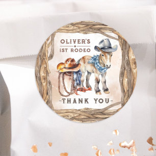 Erstes RODEO Cowboy-Junge 1. Geburtstagsfeier Runder Aufkleber