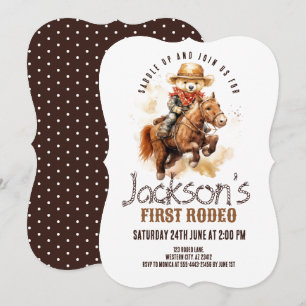 Erstes Rodeo Teddy Bär Pferd Junge Erster Geburtst Einladung
