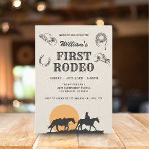 Erstes Rodeo Vintage Neutraler Cowboy 1. Geburtsta Einladung