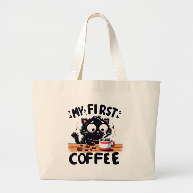 Erstes Schwarzes Kaffee-Abenteuer Jumbo Stoffbeutel (Vorne)